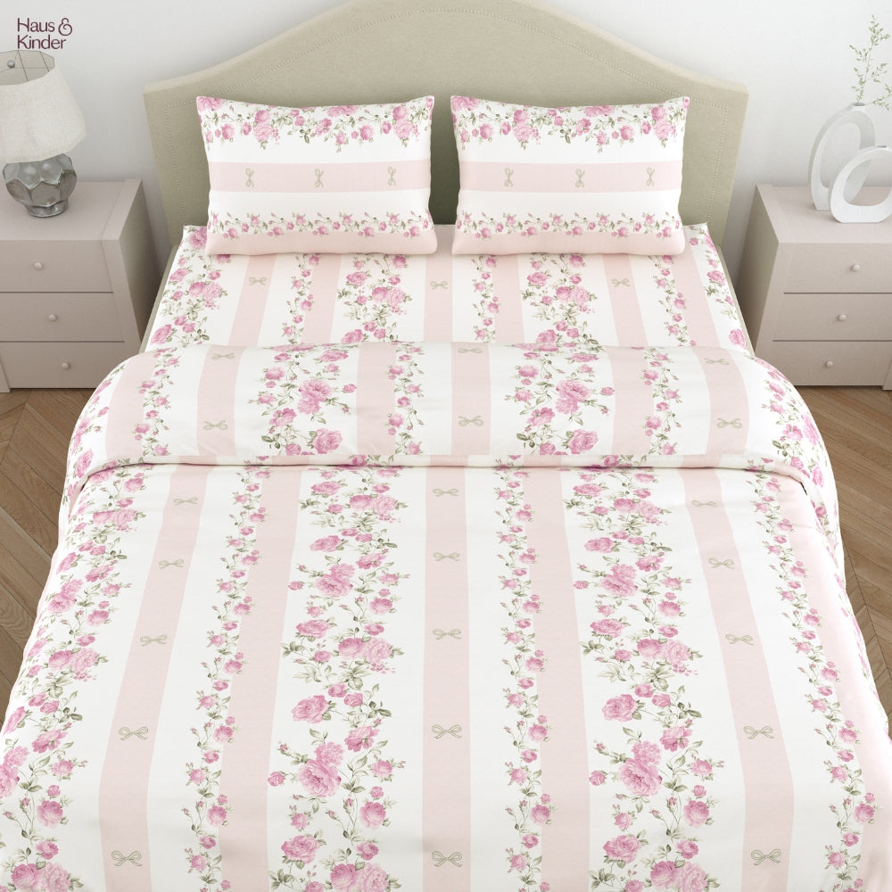 Celebration Gift Set of 7- Bed Sheet & Towel Set, Pink