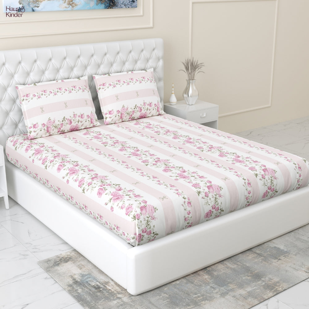Celebration Gift Set of 7- Bed Sheet & Towel Set, Pink