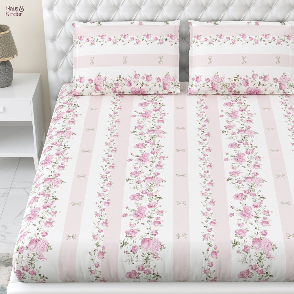 Celebration Gift Set of 7- Bed Sheet & Towel Set, Pink