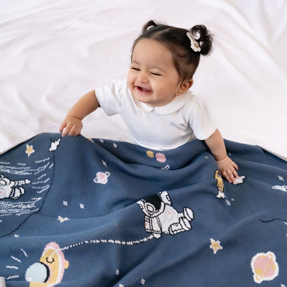 Spacewalk 100% Cotton Knitted All Season AC Blanket 0-2 Years - Blanket | haus & kinder