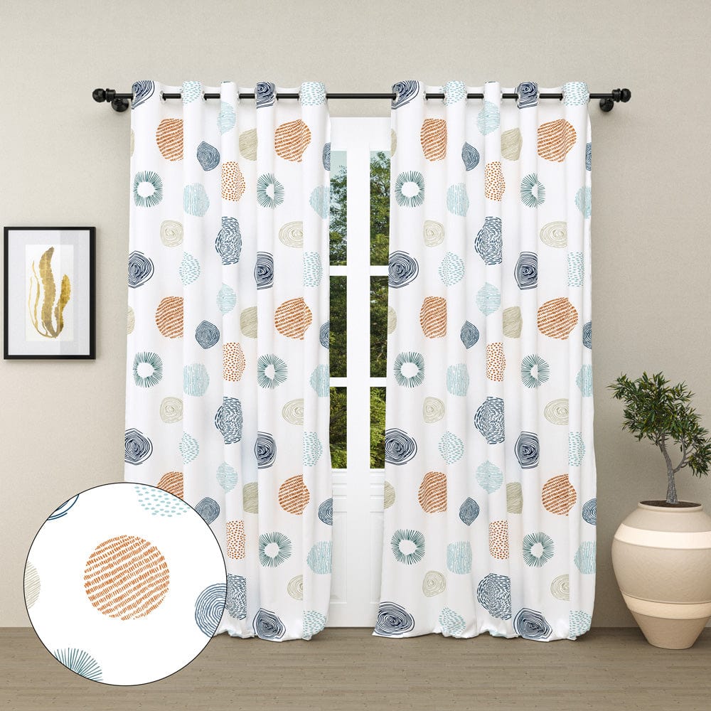 Round Rhythms Blue Curtain Set