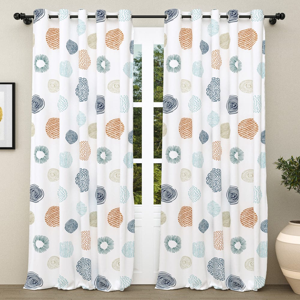 Round Rhythms Blue Curtain Set