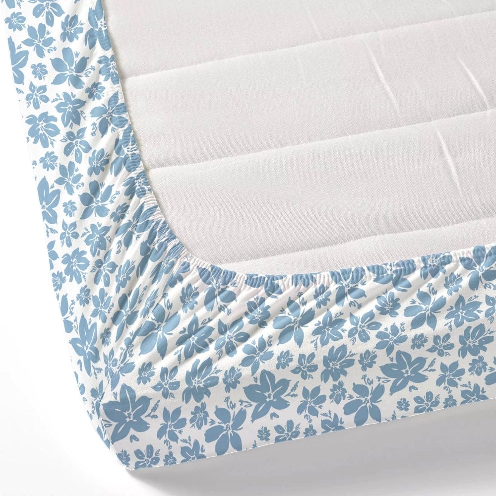 Bluebell Whisper 100% Cotton King Fitted Bedsheet, 144 TC - Bedsheets | haus & kinder