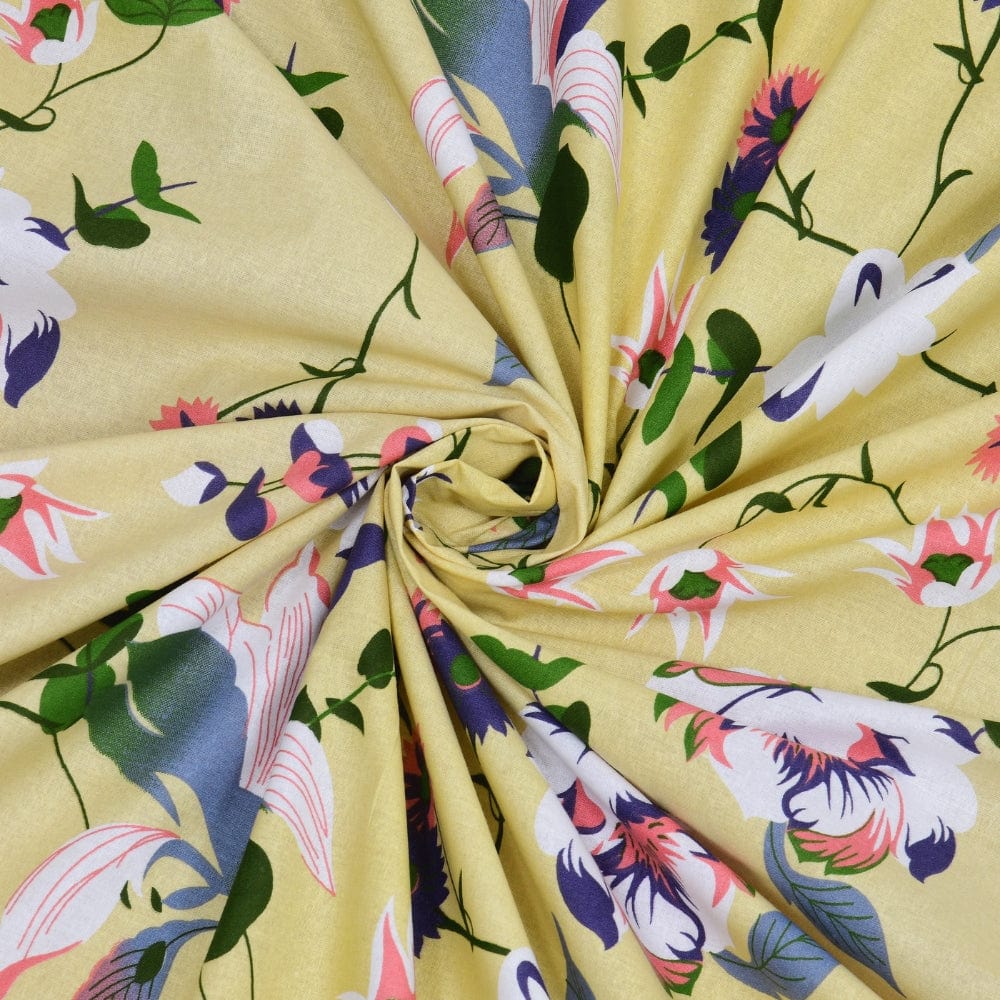 Bold Floral 100% Cotton Double Fitted Bedsheet, 144 TC