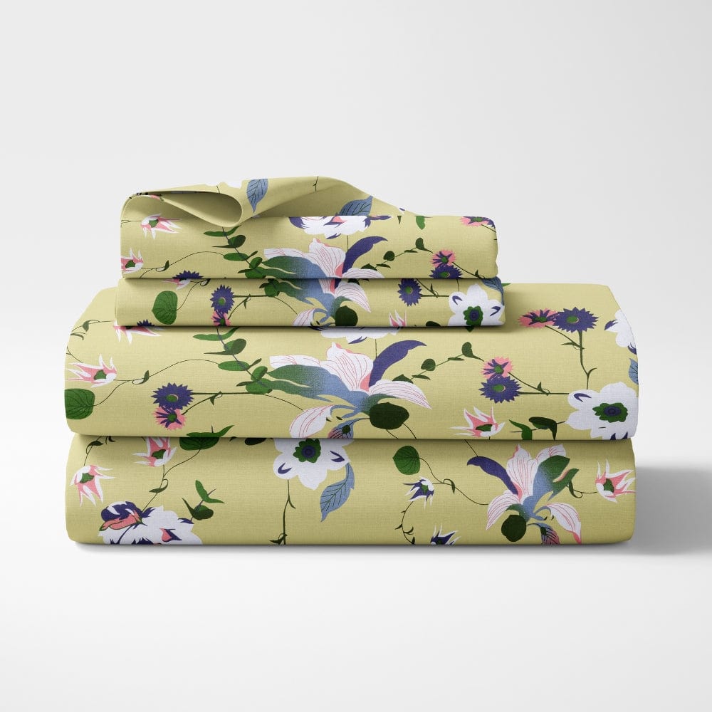 Bold Floral 100% Cotton Double Fitted Bedsheet, 144 TC