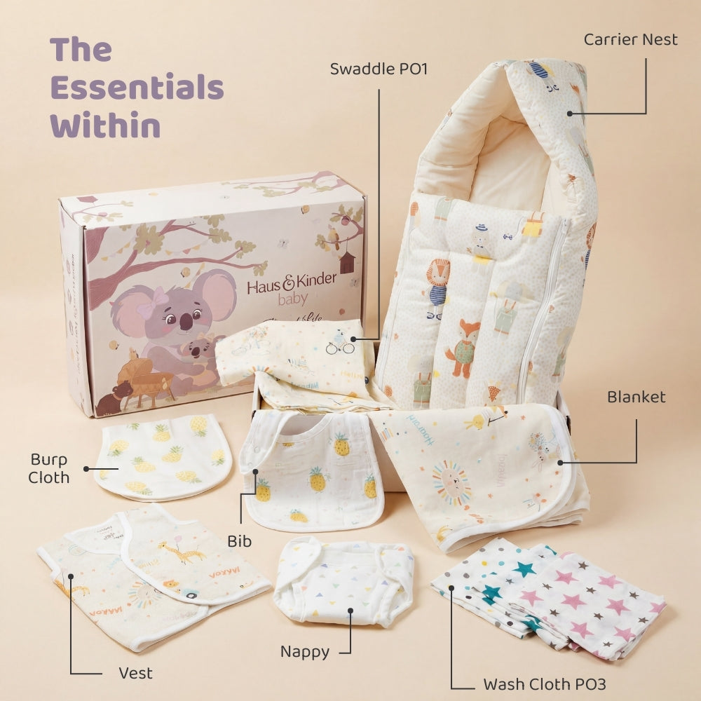 Box Of Love Baby Essentials I Perfect Baby Shower Gift Pack I – Jungle Joy Edit (Pack of 10)