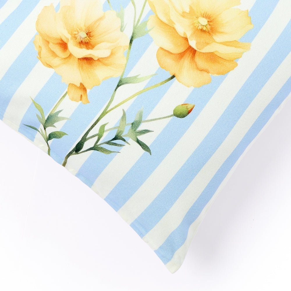 Poppy Stripe 100% Cotton Digital Printed Cushion Covers, Pack of 3 - Cushion Covers | haus & kinder
