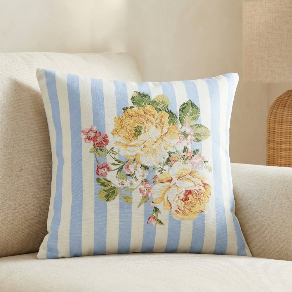 Poppy Stripe 100% Cotton Digital Printed Cushion Covers, Pack of 3 - Cushion Covers | haus & kinder