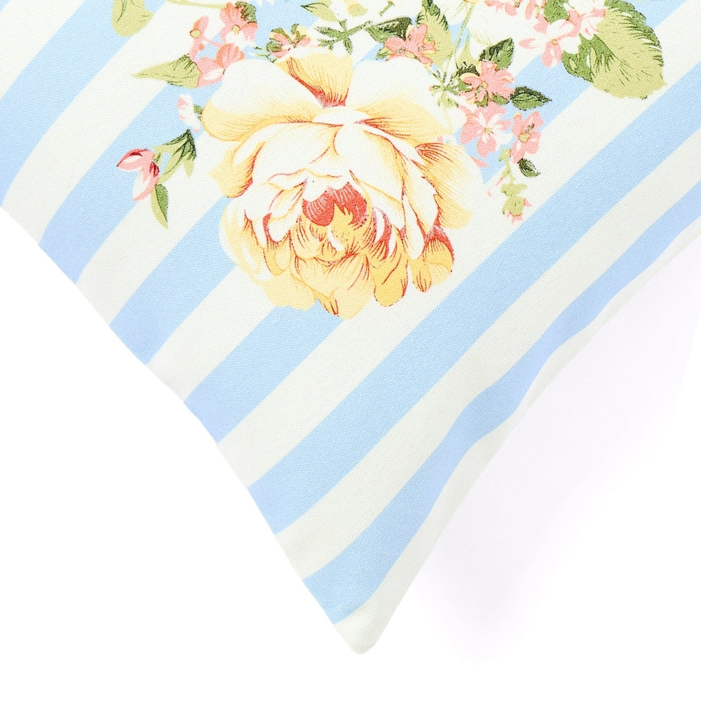 Poppy Stripe 100% Cotton Digital Printed Cushion Covers, Pack of 3