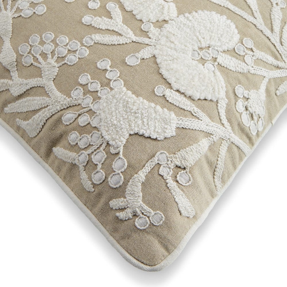 Embroidered Decorative Cushion Cover, Serene Foliage Bunch