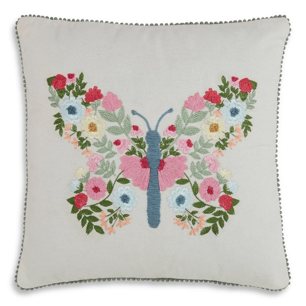 Embroidered Decorative Cushion Cover, Blossom Butterfly Bunch