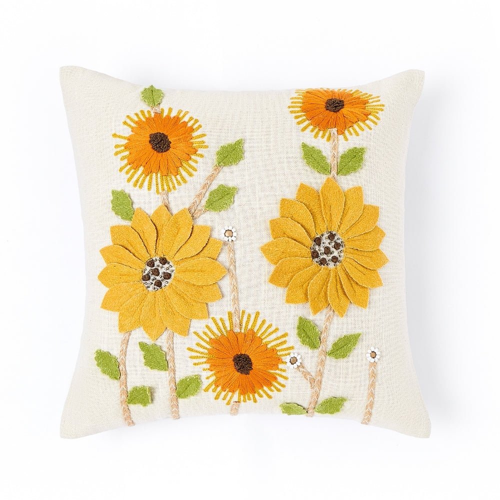Ochre Spire Embroidered Cushion Cover Pack of 1, Mustard - Cushion Covers | haus & kinder