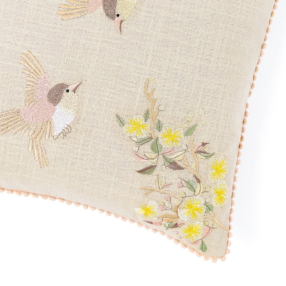 Arbor Wing Embroidered Cushion Cover Pack of 1, Beige - Cushion Covers | haus & kinder