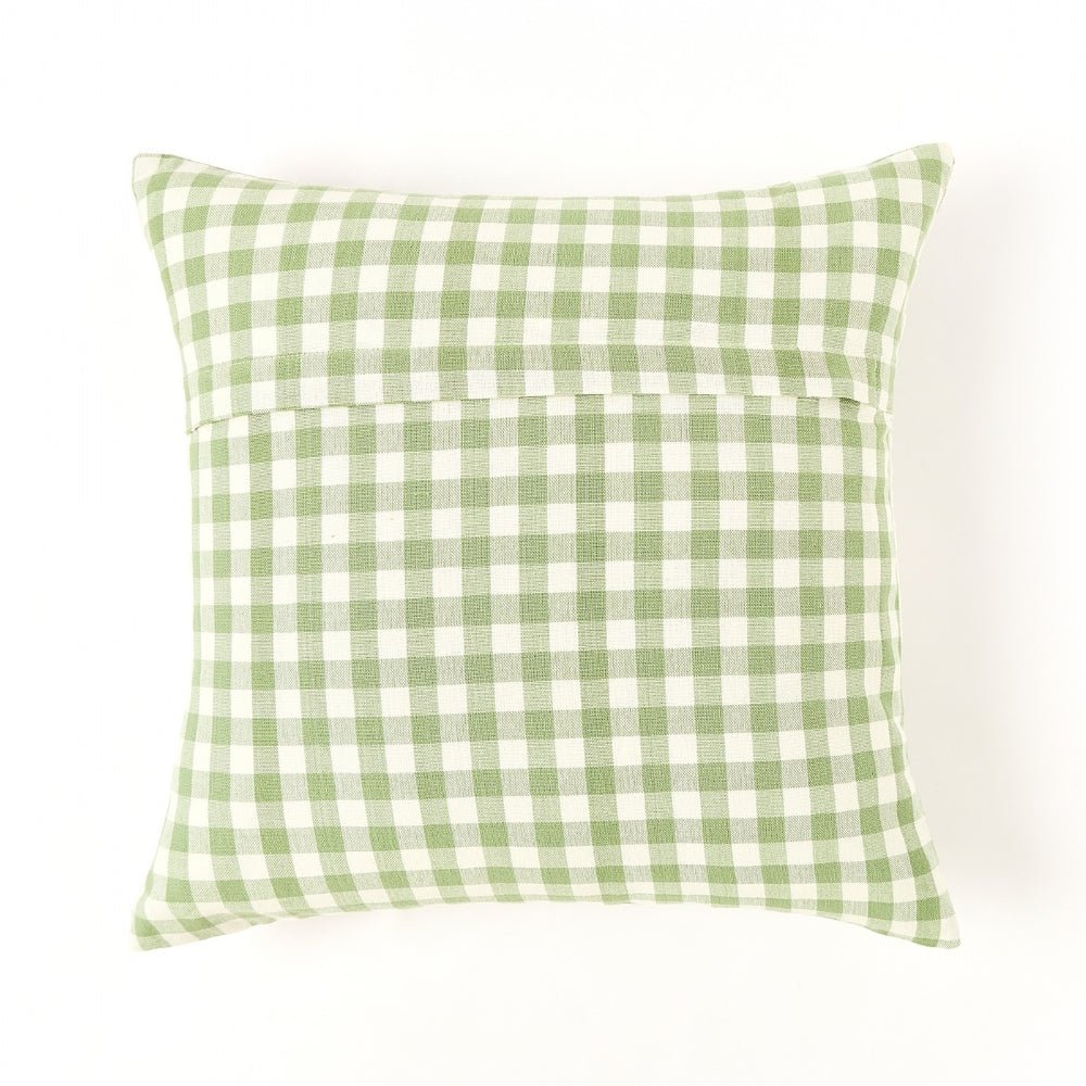 Petal Plaids Embroidered 100% Cotton Cushion Cover, Pack of 3 - Cushion Covers | haus & kinder