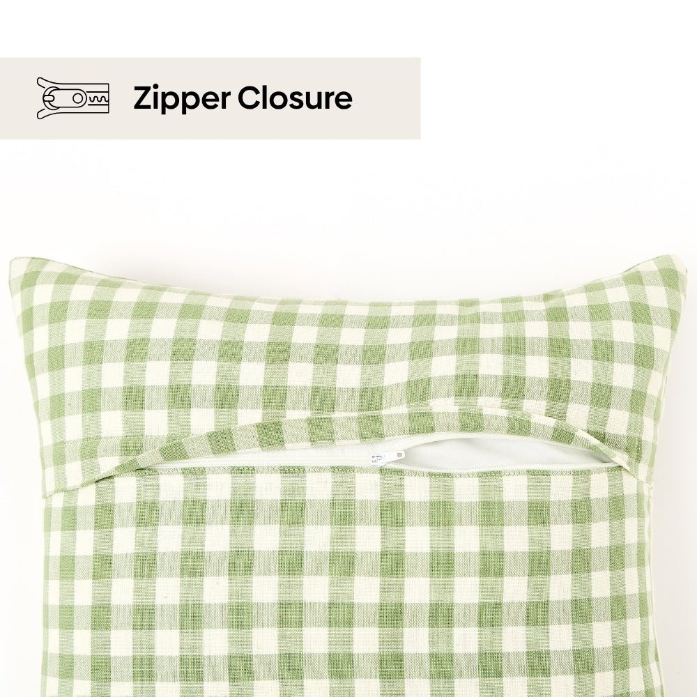 Petal Plaids Embroidered 100% Cotton Cushion Cover, Pack of 3 - Cushion Covers | haus & kinder