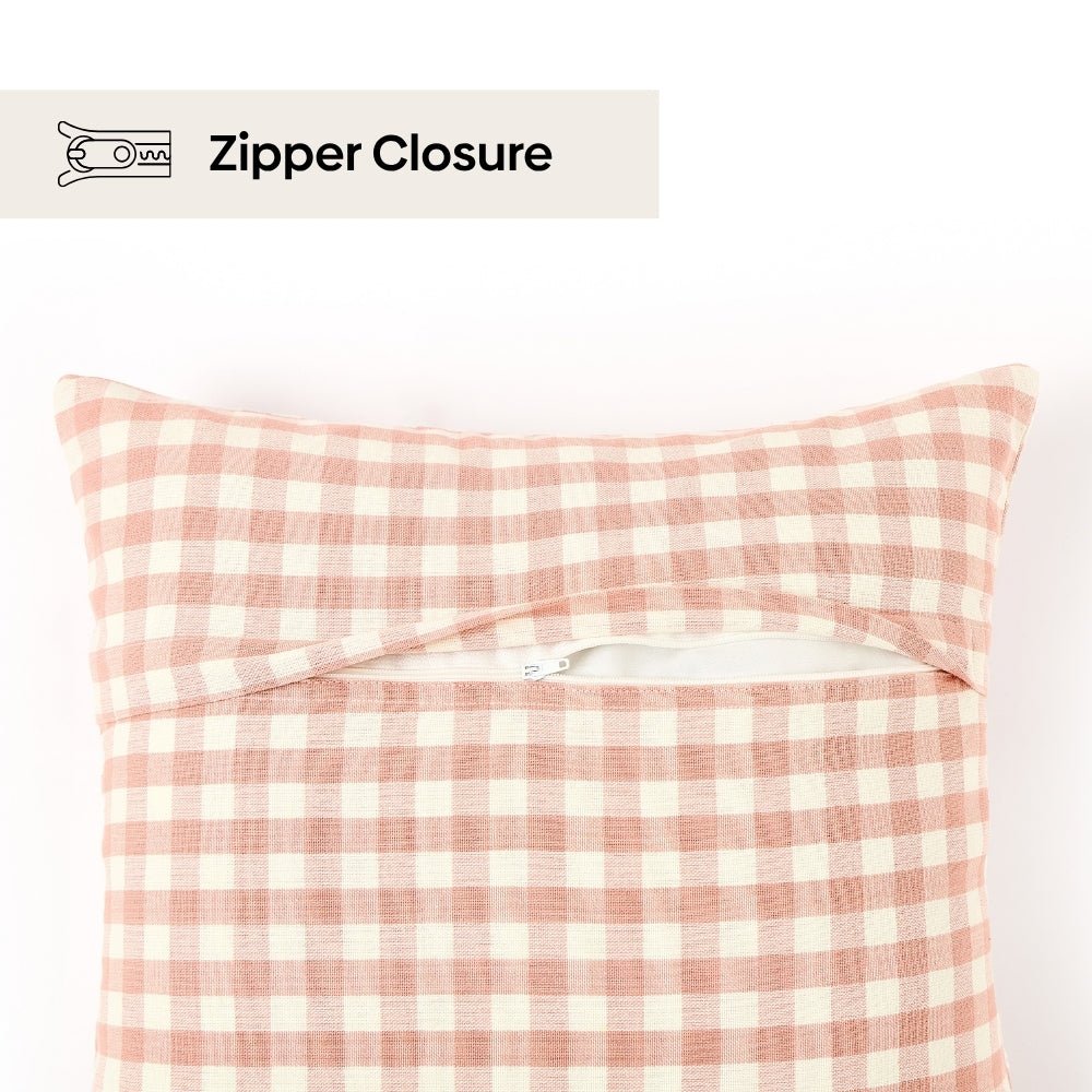 Petal Plaids Embroidered 100% Cotton Cushion Cover, Pack of 3 - Cushion Covers | haus & kinder