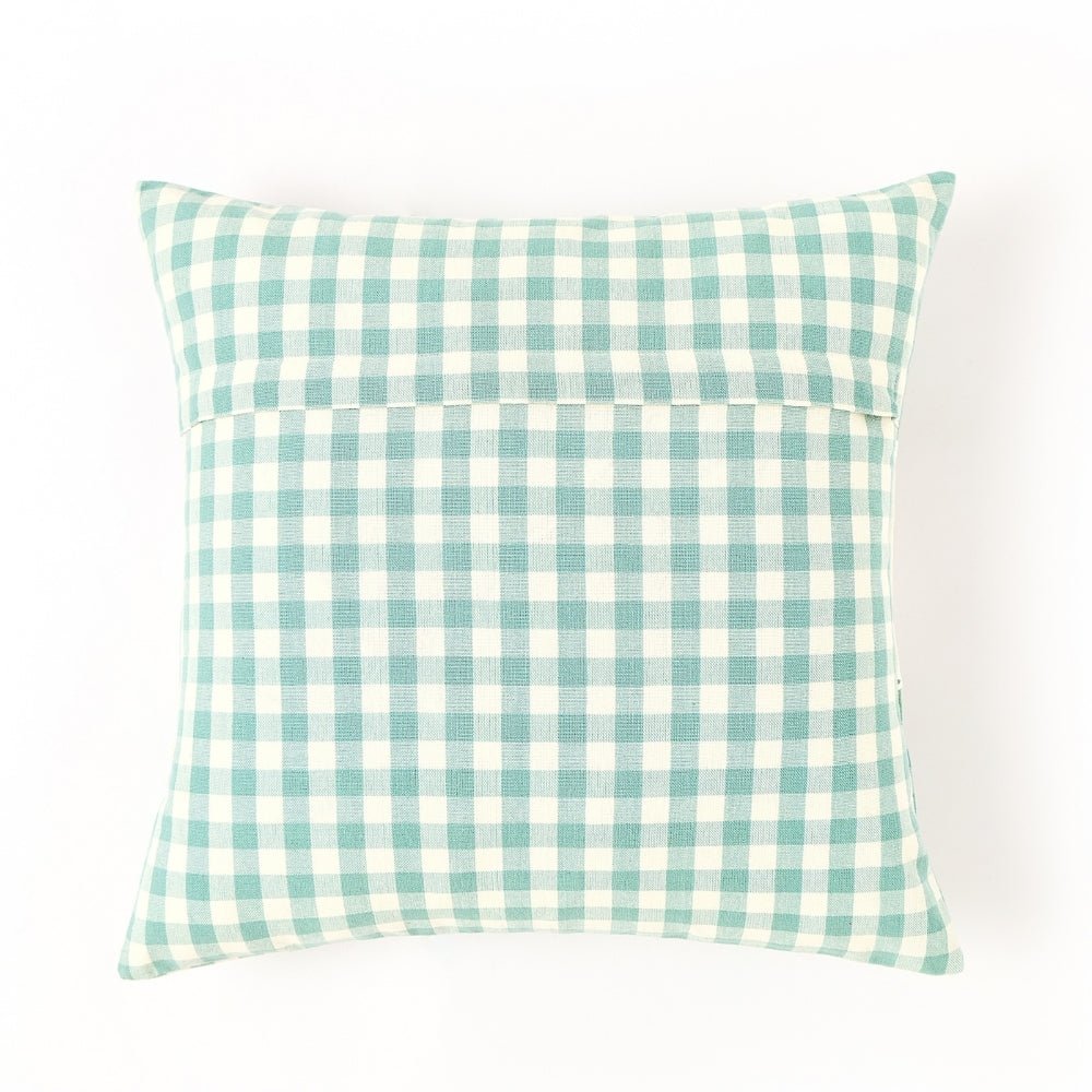 Petal Plaids Embroidered 100% Cotton Cushion Cover, Pack of 3 - Cushion Covers | haus & kinder
