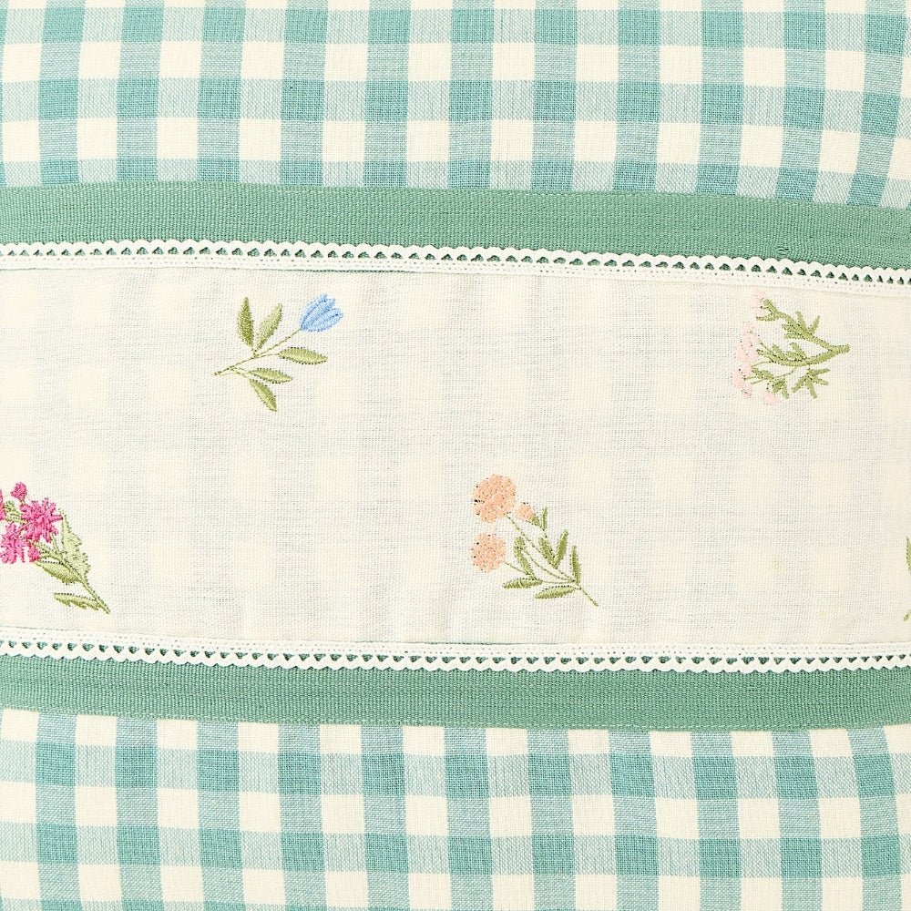Petal Plaids Embroidered 100% Cotton Cushion Cover, Pack of 3 - Cushion Covers | haus & kinder