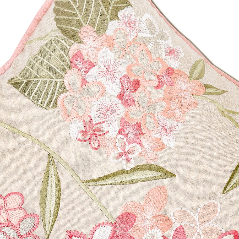 Embroidered Decorative Cushion Cover, Hydrangea