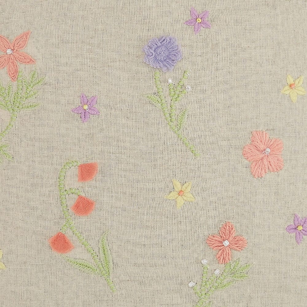 Embroidered Decorative Cushion Cover, Meadow Whimsy