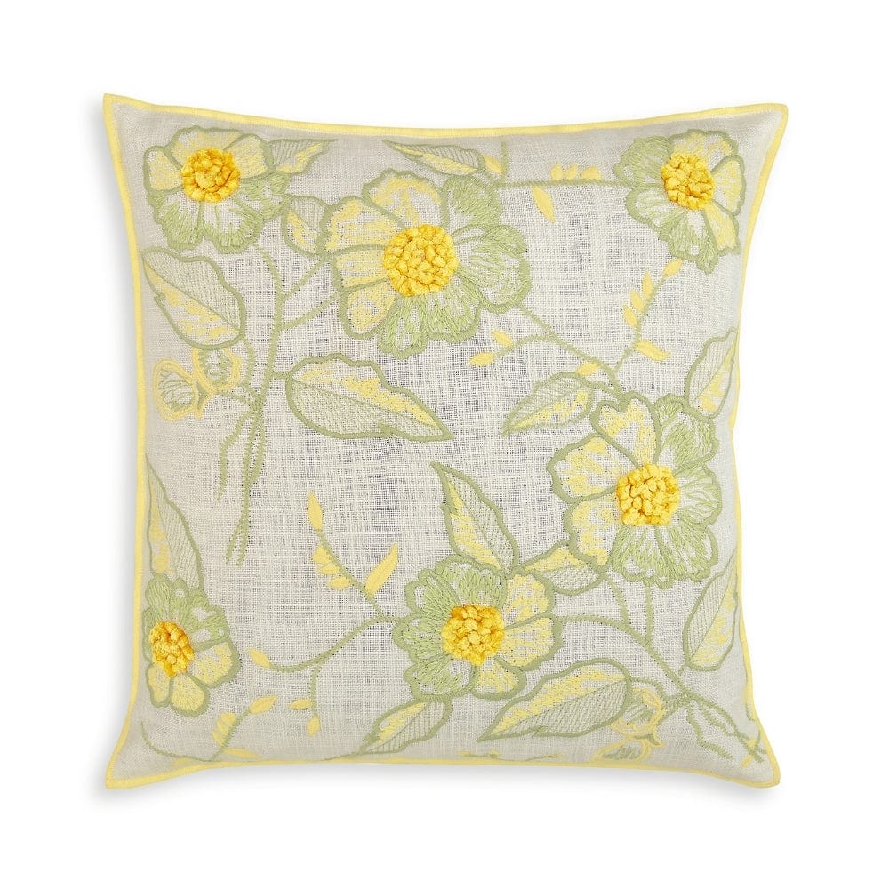 Embroidered Decorative Cushion Cover, Honeydew Harmony