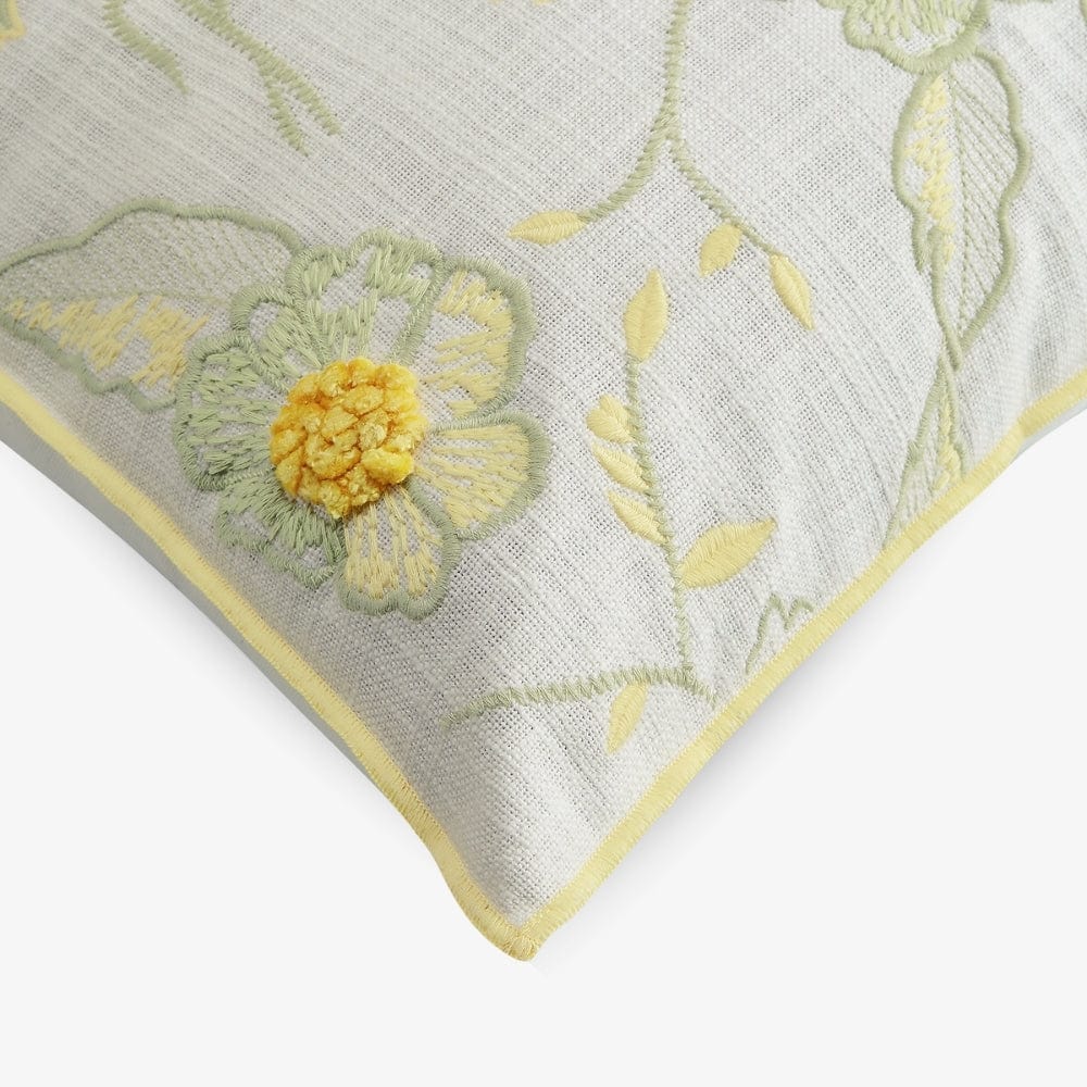 Embroidered Decorative Cushion Cover, Honeydew Harmony