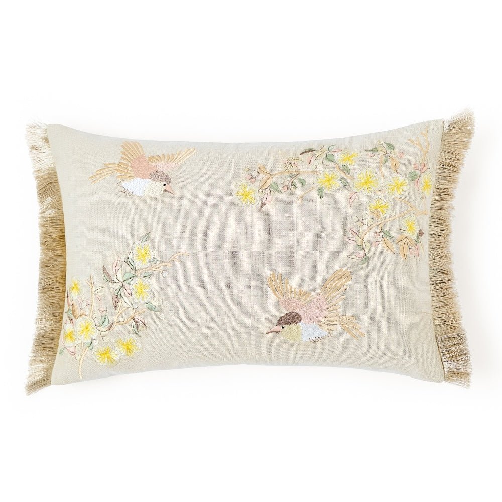 Meadowbrook Wing Embroidered Cushion Cover Pack of 1, Beige - Cushion Covers | haus & kinder