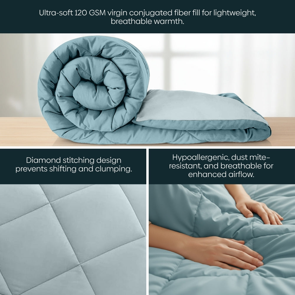Comfy Flip Solid Reversibe Comforter, Sky & Denim