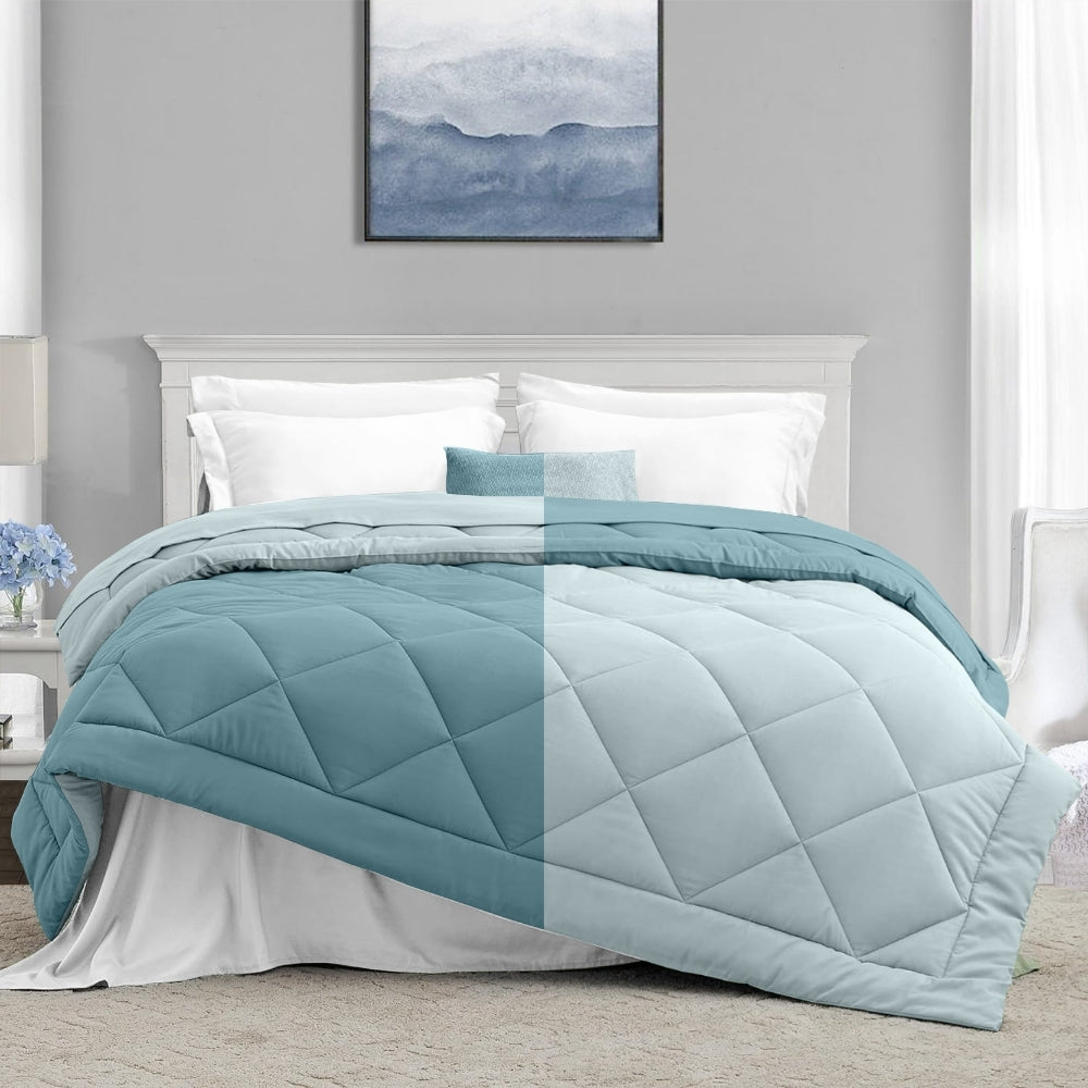 Comfy Flip Solid Reversibe Comforter, Sky & Denim