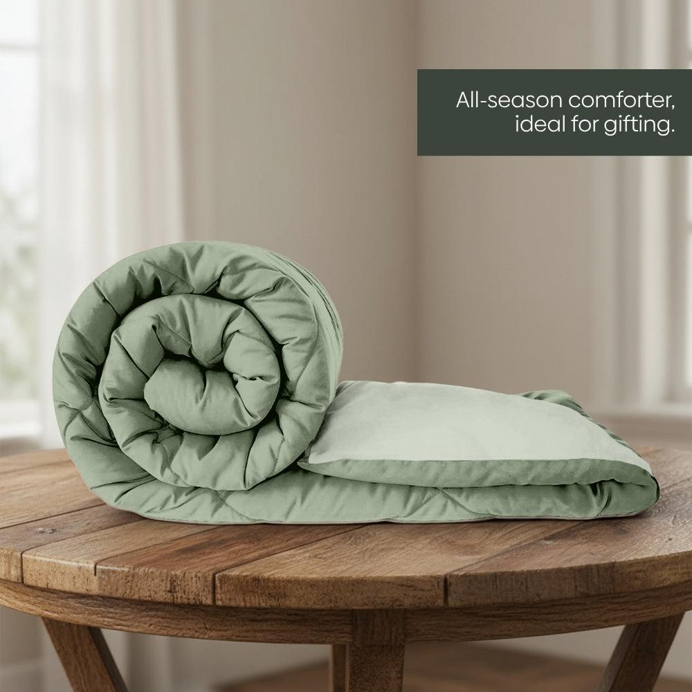 Comfy Flip Solid Reversible Comforter, Sage Green & Olive