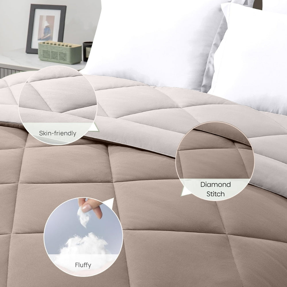 Comfy Flip Solid Reversibe Comforter, Sand & Coco