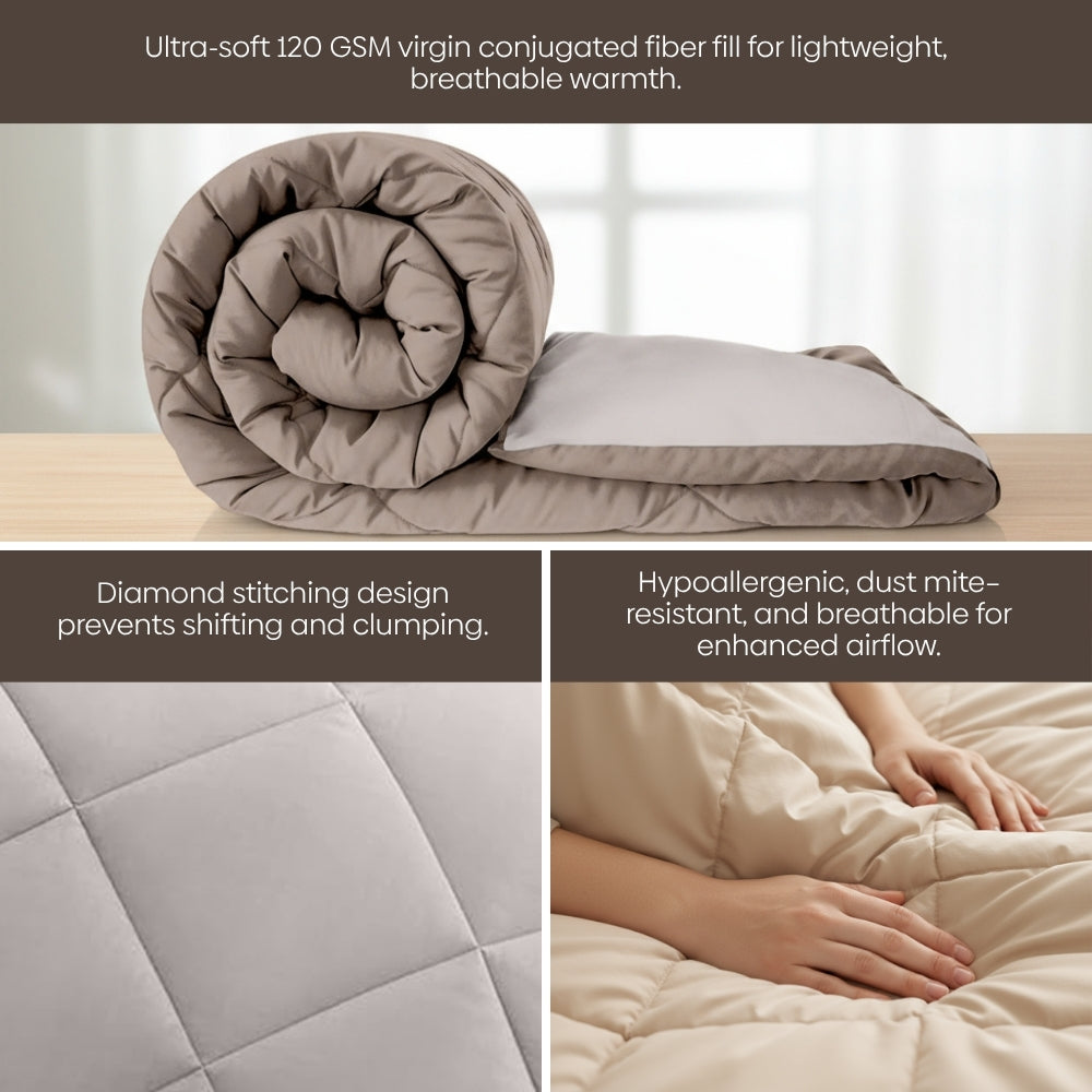 Comfy Flip Solid Reversibe Comforter, Sand & Coco