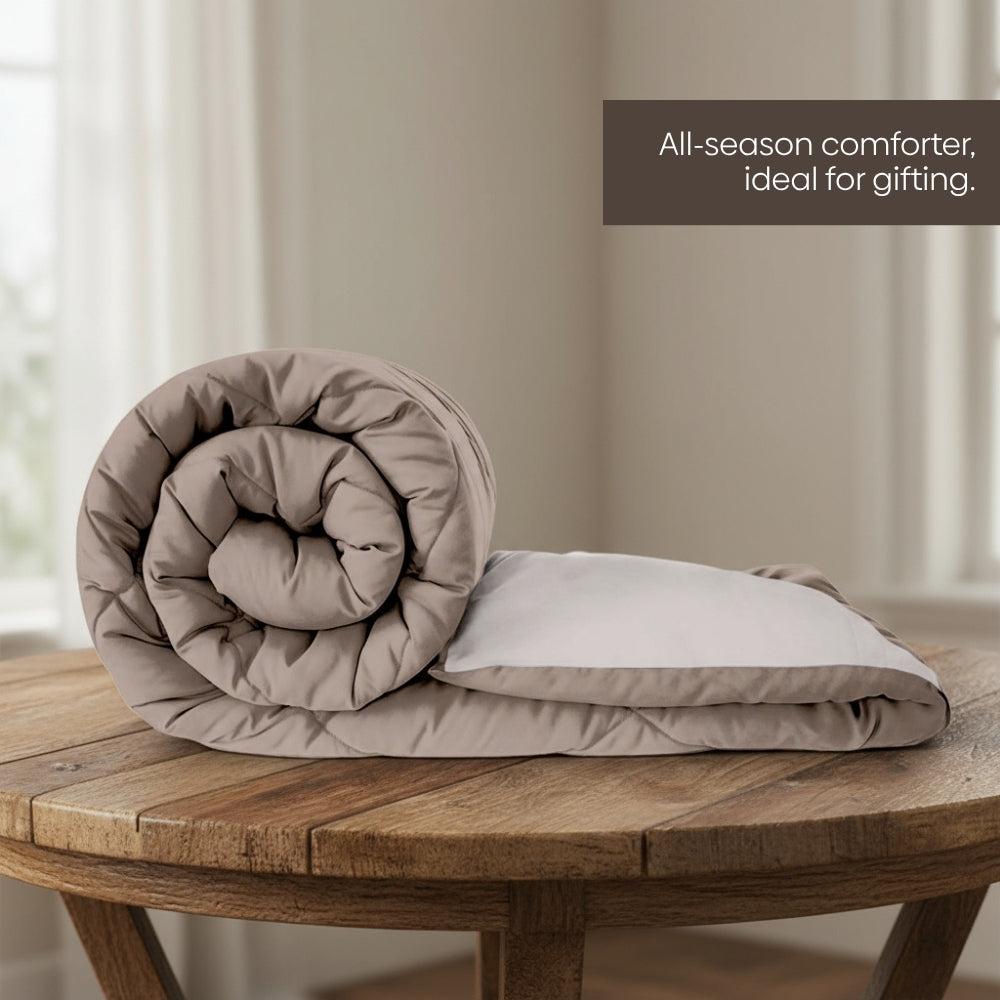 Comfy Flip Solid Reversibe Comforter, Sand & Coco