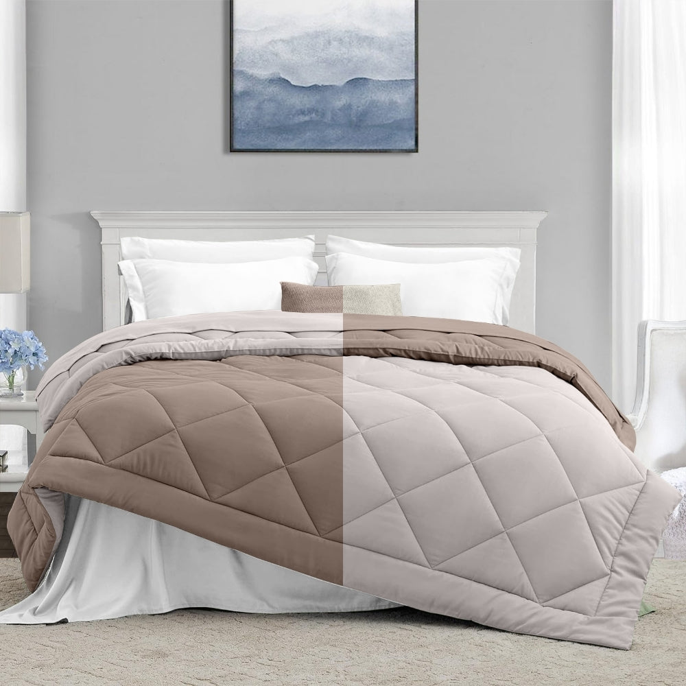 Comfy Flip Solid Reversibe Comforter, Sand & Coco