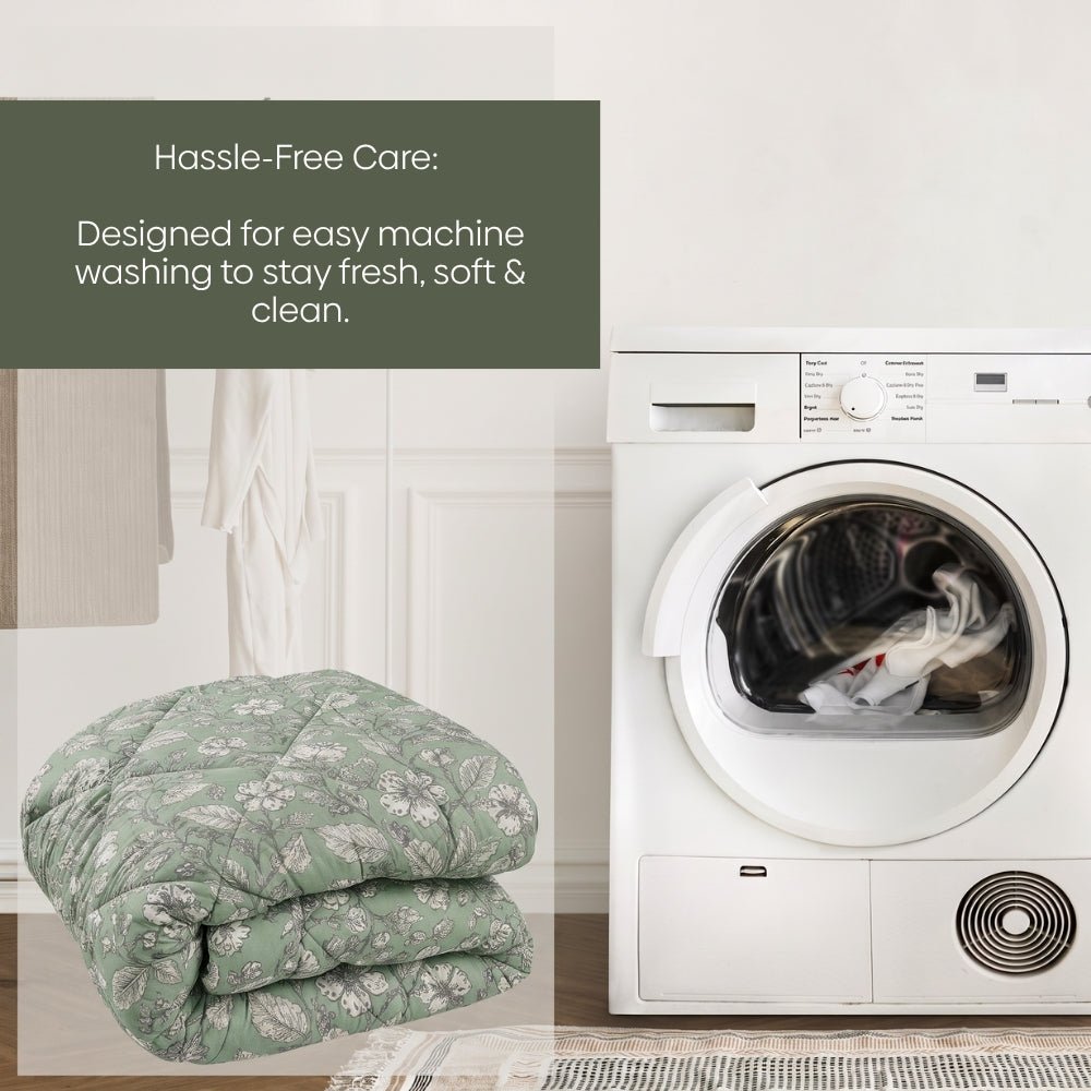 Garden Grace Printed Double Size Comforter, Sage Green - Comforter | haus & kinder