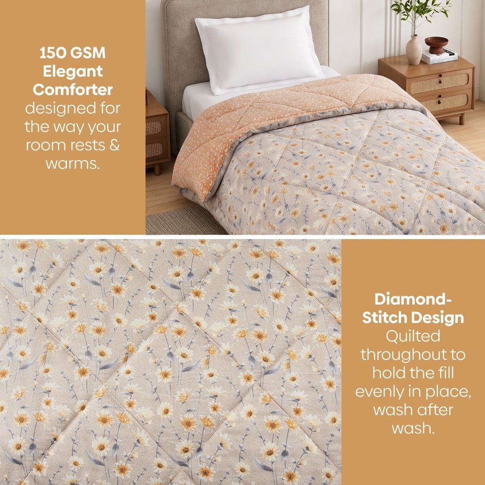 Golden Meadow Printed Comforter, (150 GSM) - Comforter | haus & kinder