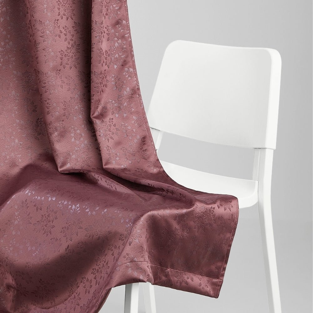 Blackout Solid With Embossed Design Elysian Bloom Pack Of 2 Curtain, Rose - Blackout Curtains | haus & kinder