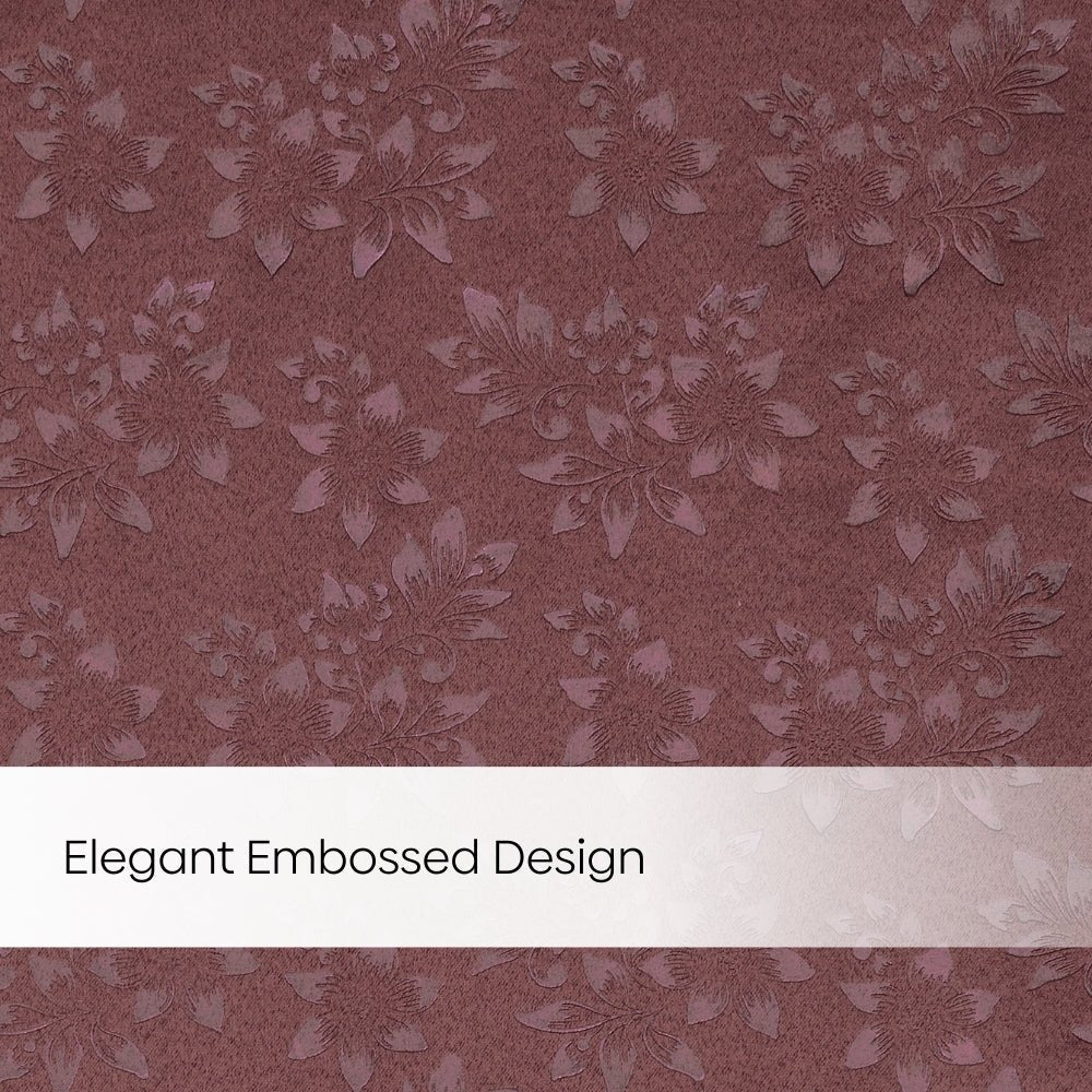 Blackout Solid With Embossed Design Elysian Bloom Pack Of 2 Curtain, Rose - Blackout Curtains | haus & kinder