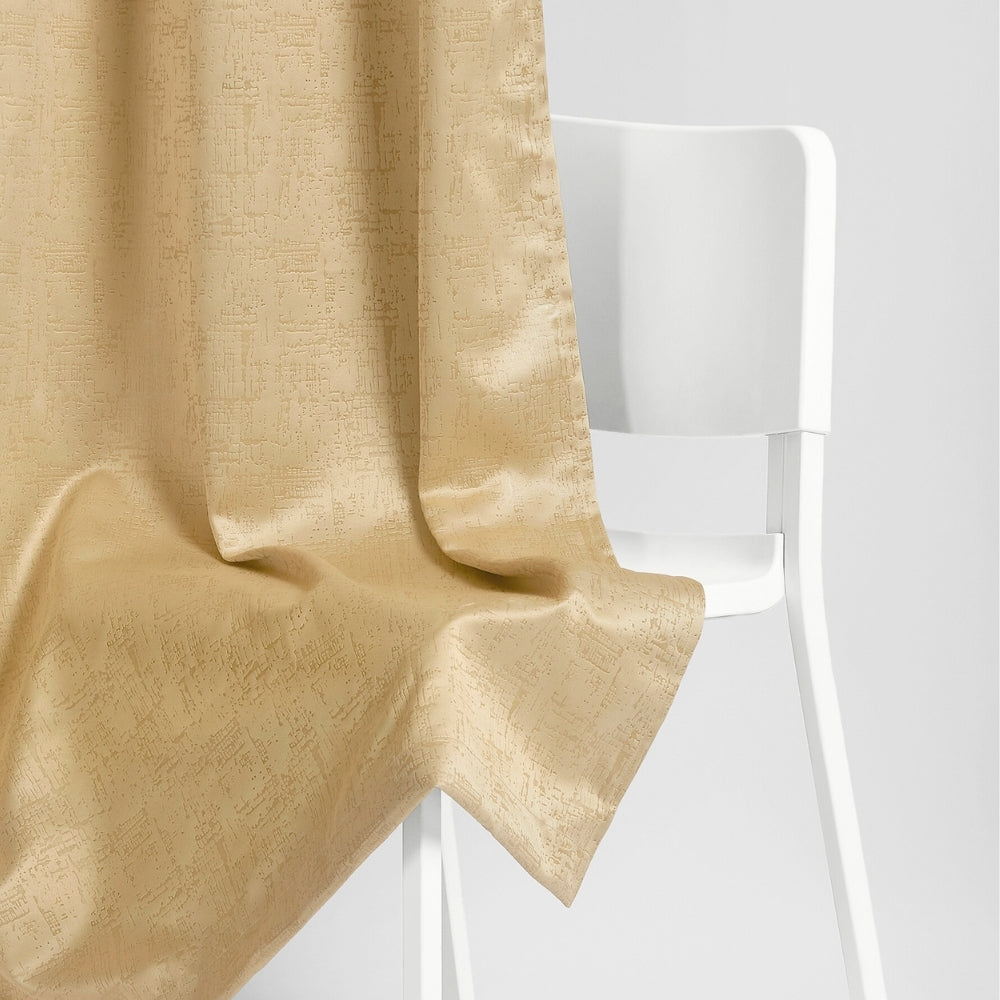 Blackout Solid With Embossed Design Earthveil Pack Of 2 Curtain, Beige