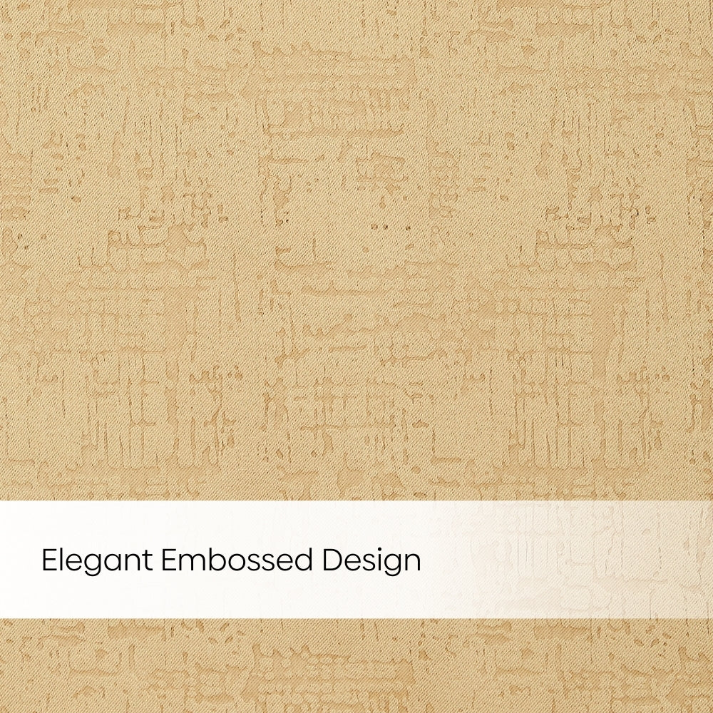 Blackout Solid With Embossed Design Earthveil Pack Of 2 Curtain, Beige