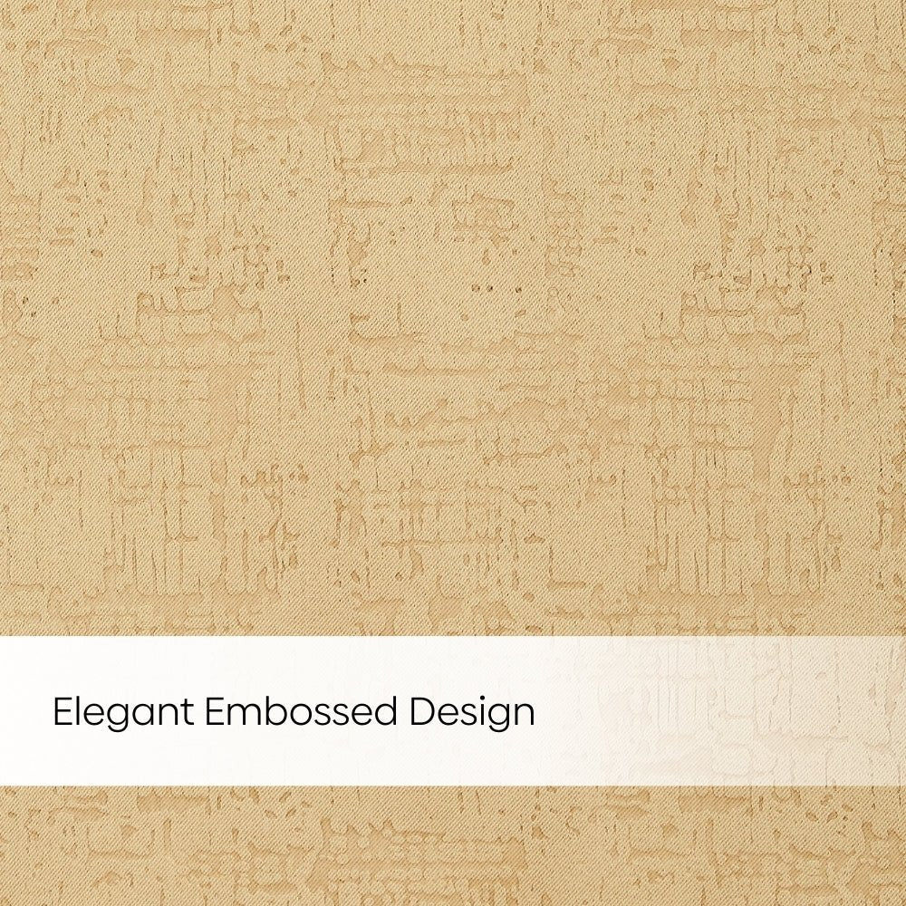 Blackout Solid With Embossed Design Earthveil Pack Of 2 Curtain, Beige - Blackout Curtains | haus & kinder