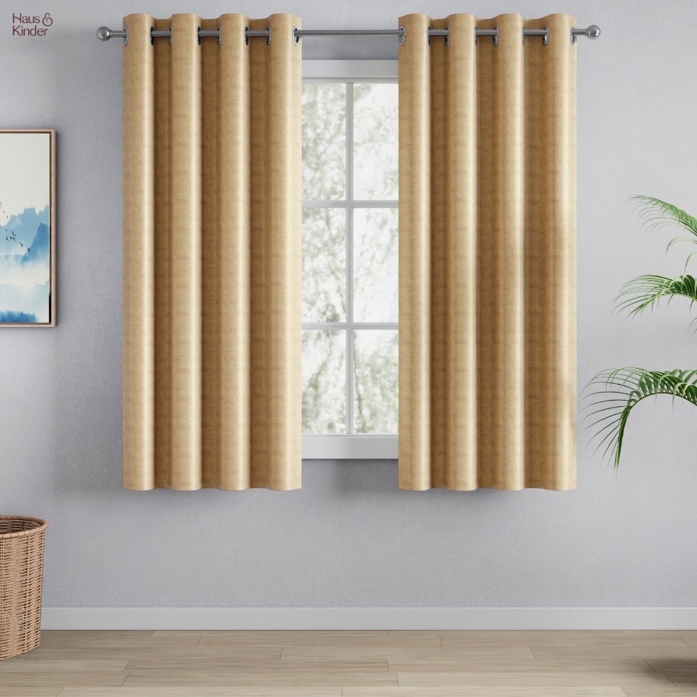 Blackout Solid With Embossed Design Earthveil Pack Of 2 Curtain, Beige - Blackout Curtains | haus & kinder