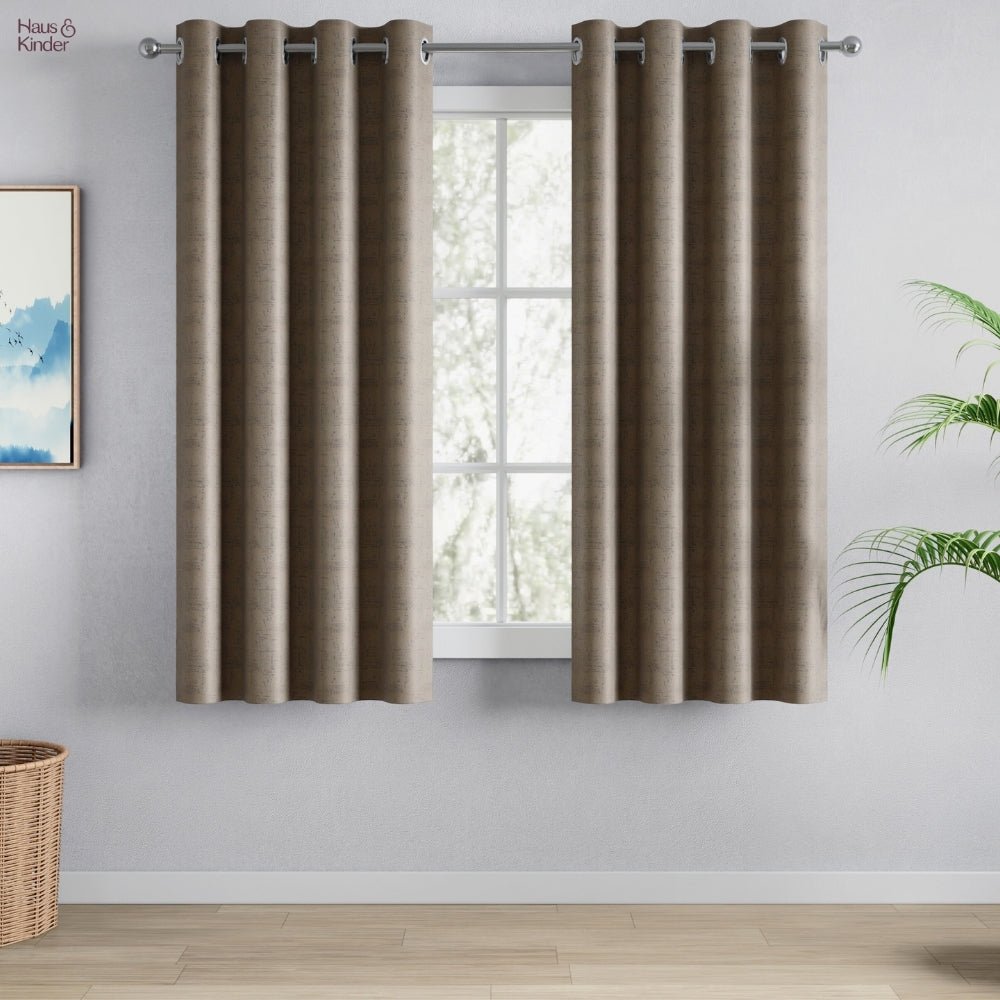 Blackout Solid With Embossed Design Earthveil Pack Of 2 Curtain, Metal Grey - Blackout Curtains | haus & kinder