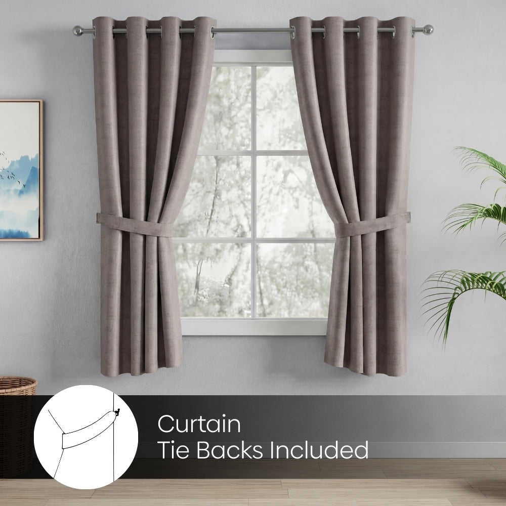 Blackout Solid With Embossed Design Earthveil Pack Of 2 Curtain, Metal Grey