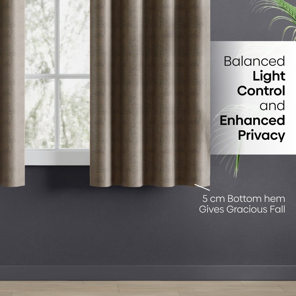 Blackout Solid With Embossed Design Earthveil Pack Of 2 Curtain, Metal Grey - Blackout Curtains | haus & kinder