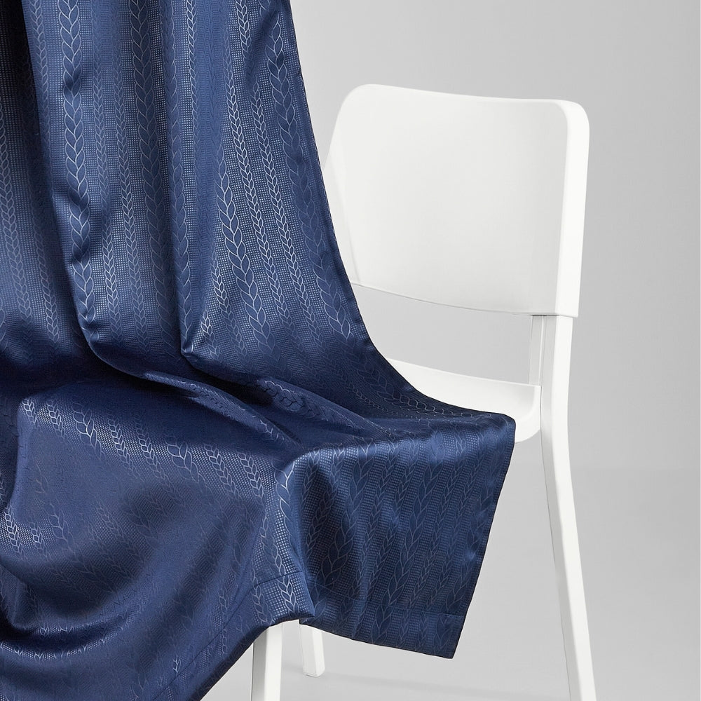 Blackout Solid With Embossed Design Cordova Pack Of 2 Curtain, Navy