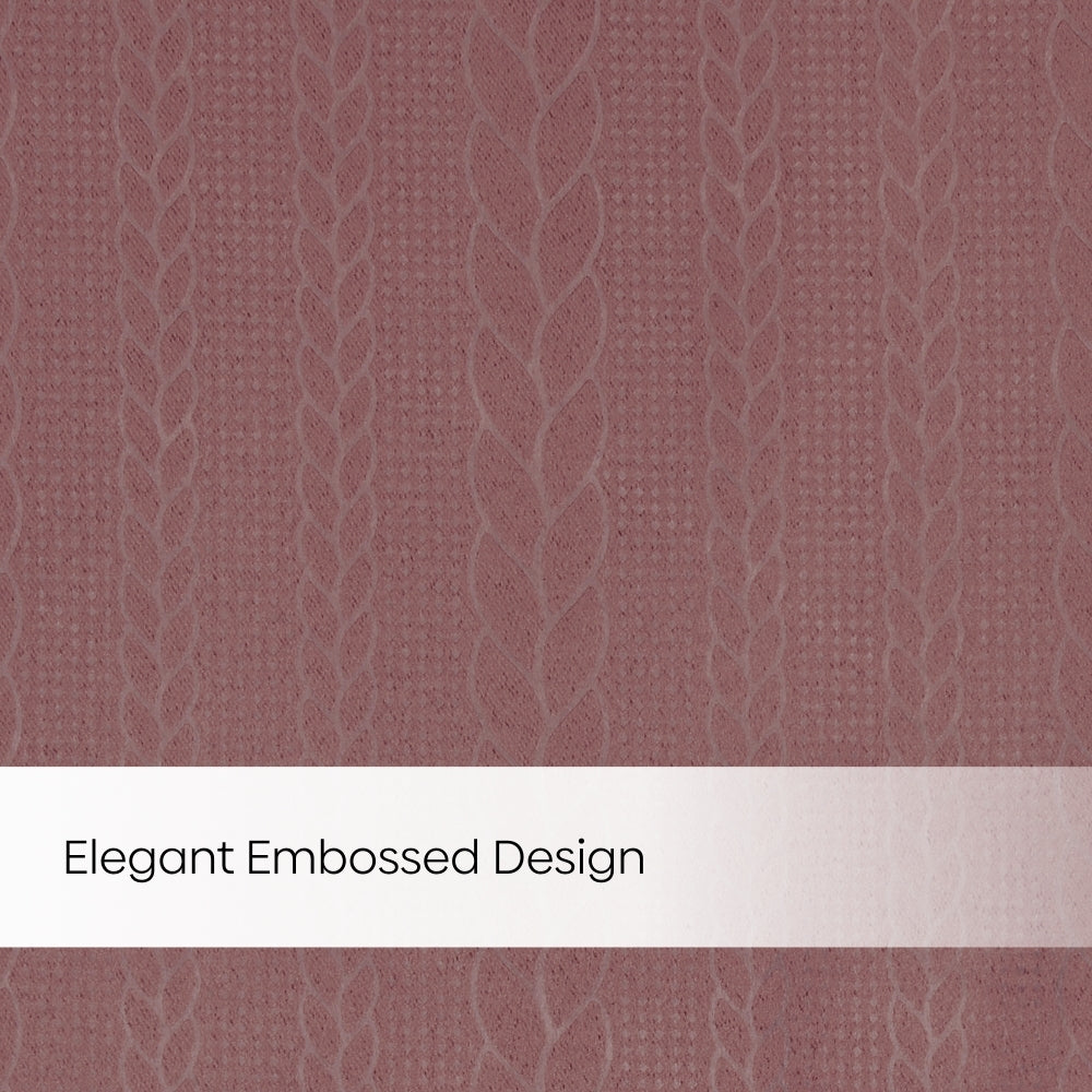 Blackout Solid With Embossed Design Cordova Pack Of 2 Curtain, Rosy