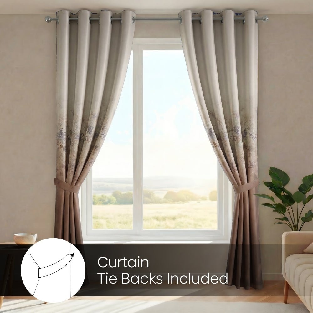Blackout Panel Digital Printed Pack Of 2 Curtain, Mocha - Blackout Curtains | haus & kinder