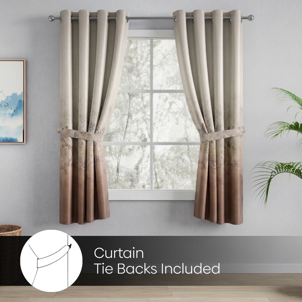 Blackout Panel Digital Printed Pack Of 2 Curtain, Mocha - Blackout Curtains | haus & kinder