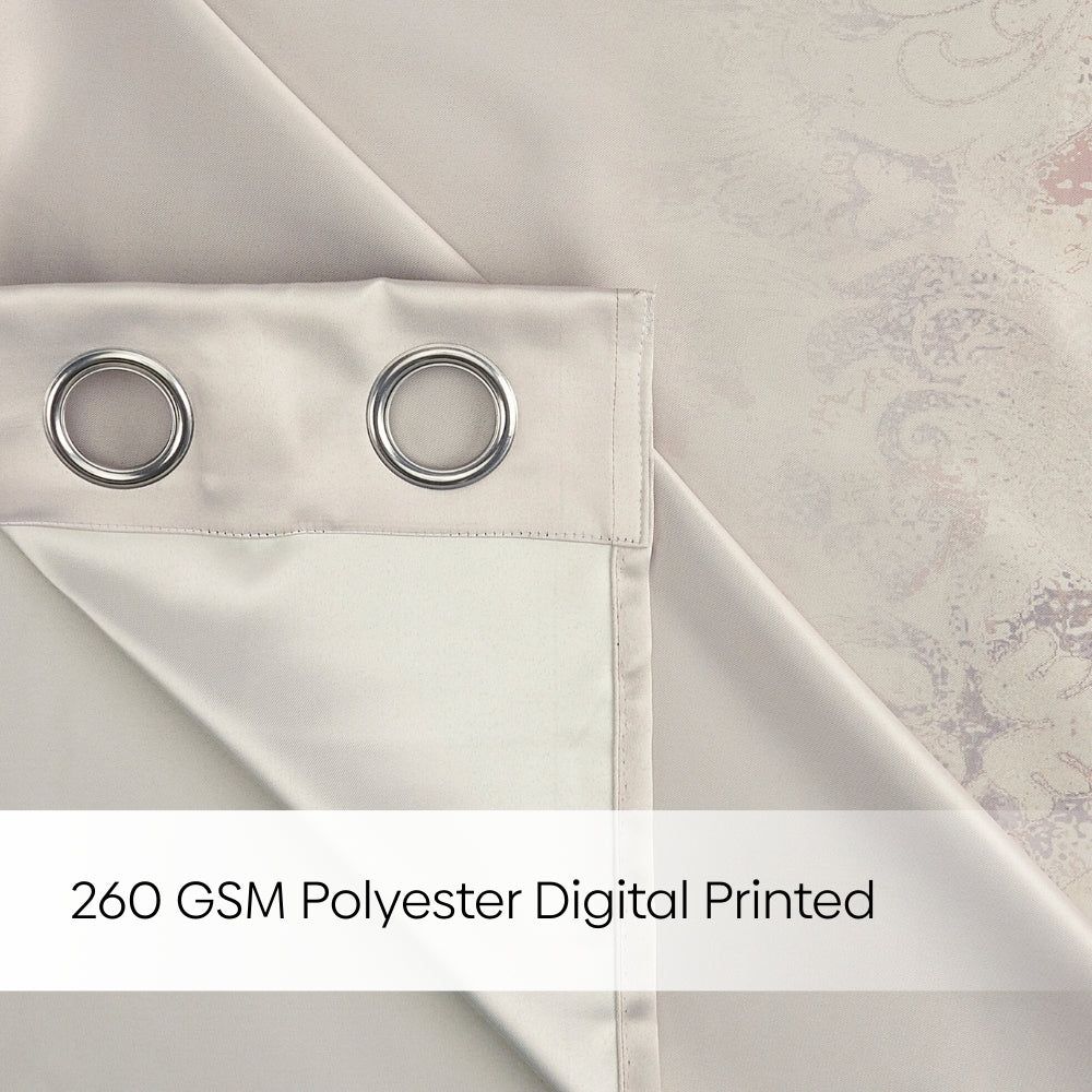 Blackout Panel Digital Printed Pack Of 2 Curtain, Mocha